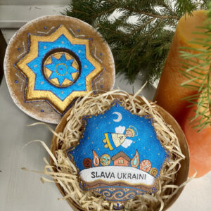 Coffee-Scented Christmas Star Ornament – Glory to Ukraine with Angel
