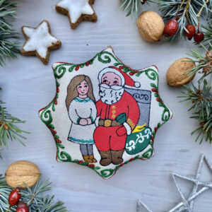 Christmas Star Ornament – Girl and Santa