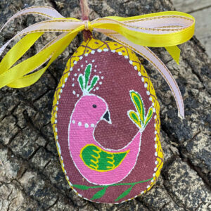 Souvenir – Small Burgundy Pysanka with Bird