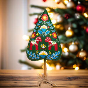 Handmade Decorative Figurine – Large Christmas Tree with Horses