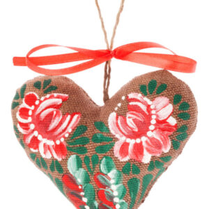 Coffee-Scented Souvenir – Heart with Red Petrykivka Flowers