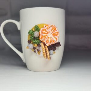 Mug "Mulled Wine" with Polymer Clay Decor
