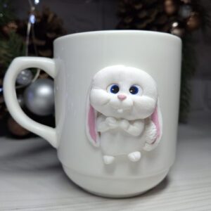 Mug "Bunny" with Polymer Clay Decor