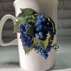 Mug "Grapes" with Polymer Clay Decor