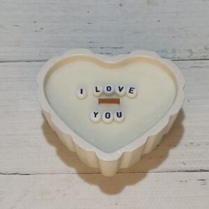 Heart-Shaped Candle "Secret Message" - handmade soy wax with wooden wick
