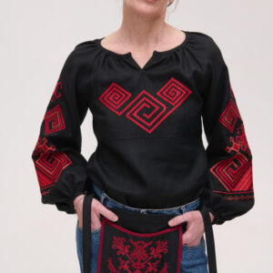 Women’s Black Linen Vyshyvanka Infinity