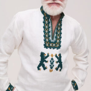 Men’s Linen Vyshyvanka with Hand Embroidery Vedmedi