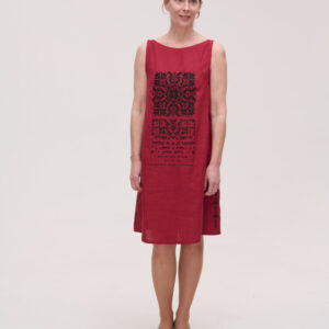 Burgundy Linen Embroidered Dress Spadayucha Zirka