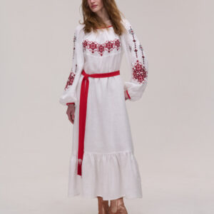 White Linen Embroidered Dress Stefaniia