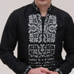 Men’s Black Linen Vyshyvanka Zirka