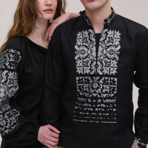 Black Linen Zirka Matching Vyshyvanka Set