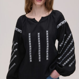 Women’s Black Linen Vyshyvanka Podilliya