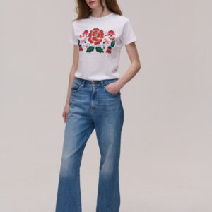 White Knit T-Shirt "Field Flower"