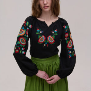 Women’s Black Linen Vyshyvanka Bolekhivska