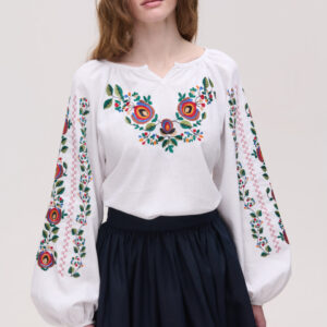 Women’s White Linen Vyshyvanka Borshchivska