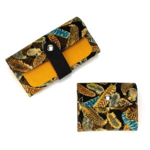 Set of Two Wallets "Golden Feathers"