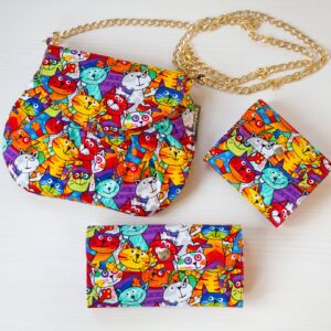 Small Bag Set "Cat Festival" with Two Wallets